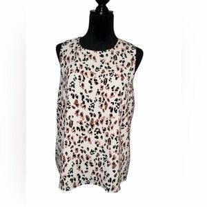 C&E Leopard Print Lined Sleeveless Blouse, Size Large